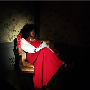 Scarlet red evening gown, size 8.